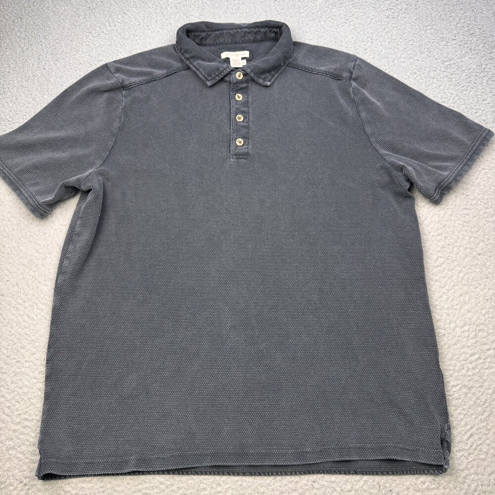Carbon2Cobalt Polo Shirt Mens Medium Gray Button Up Casual Textured Cotton Soft